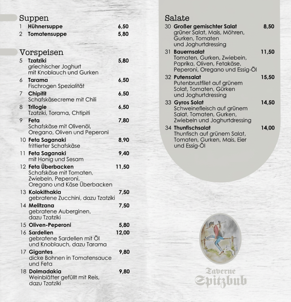 Spitzbub Vorspeisen und Salate