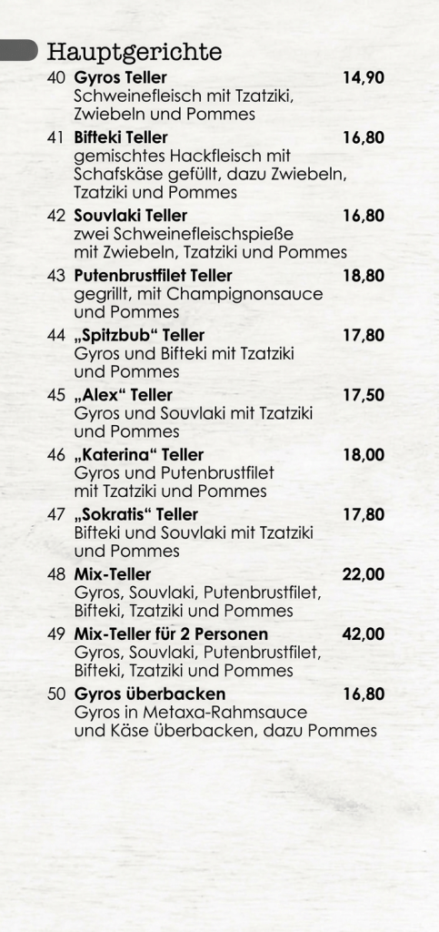 Spitzbub Hauptgerichte
